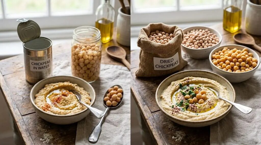 Canned vs dried chickpeas for homemade hummus